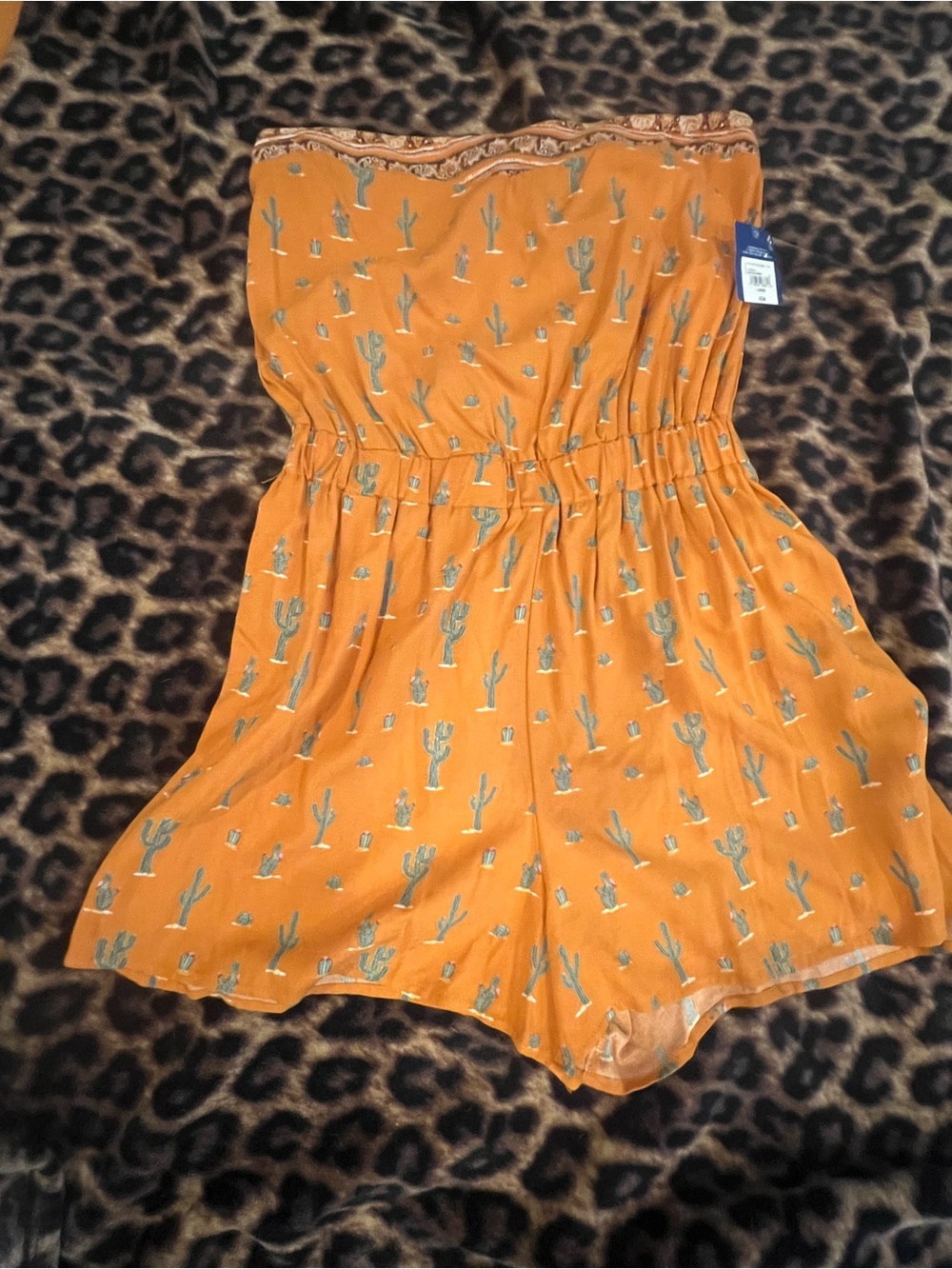 Arizona juniors yellow  Cactus Print Strapless One-Piece Romper
